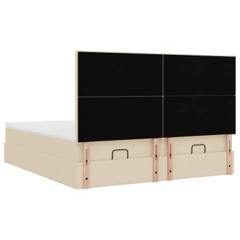 ARDEBO.de - Ottoman-Bett mit Matratzen Creme 180x200 cm Stoff
