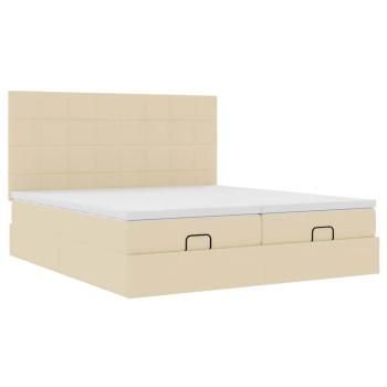 Ottoman-Bett mit Matratzen & LEDs Creme 180x200 cm Stoff