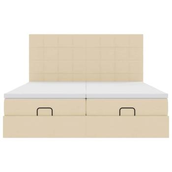 Ottoman-Bett mit Matratzen & LEDs Creme 180x200 cm Stoff