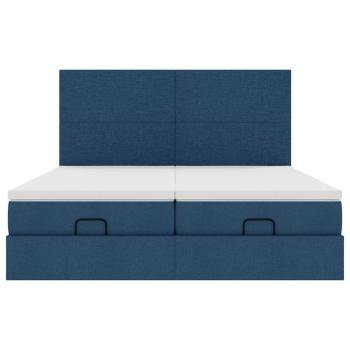 Ottoman-Bett mit Matratzen Blau 200x200 cm Stoff