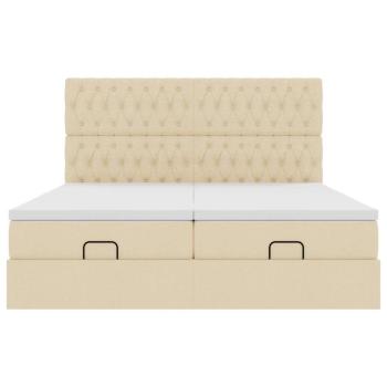 Ottoman-Bett mit Matratzen Creme 180x200 cm Stoff