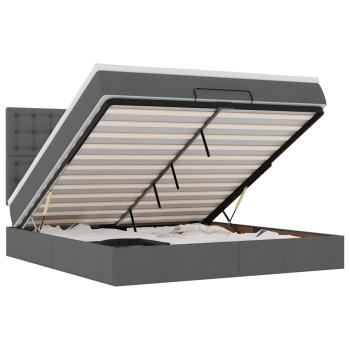 Ottoman-Bett mit Matratze Dunkelgrau 160x200 cm Stoff