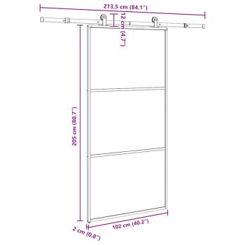 Schiebetür mit Beschlag 102x205 cm ESG-Glas & Aluminium