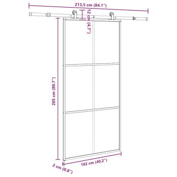 Schiebetür mit Beschlag 102x205 cm ESG-Glas & Aluminium