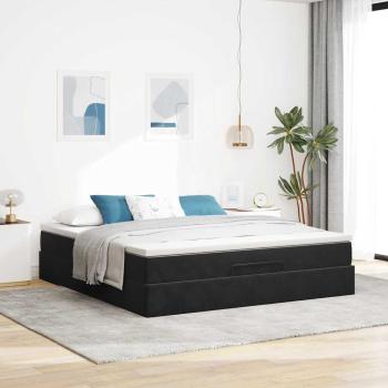 Ottoman-Bett mit Matratze Schwarz 180x200 cm Samt