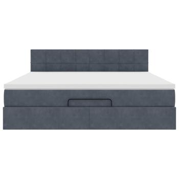 Ottoman-Bett mit Matratze Dunkelgrau 180x200 cm Samt