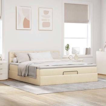 Ottoman-Bett mit Matratze Creme 160x200 cm Stoff