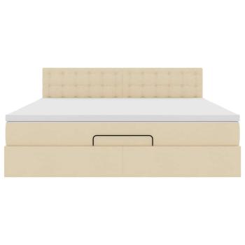 Ottoman-Bett mit Matratze Creme 160x200 cm Stoff