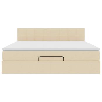 Ottoman-Bett mit Matratze Creme 160x200 cm Stoff