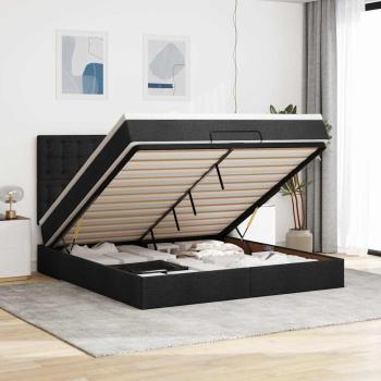 ARDEBO.de - Ottoman-Bett mit Matratze Schwarz 180x200 cm Stoff