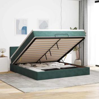 ARDEBO.de - Ottoman-Bett mit Matratze Dunkelgrün 180x200 cm Samt