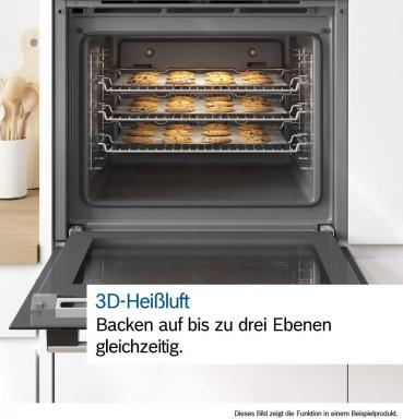 Bosch HND211LB1 EEK: A Einbau-Herd-Set mit Elektro-Kochfeld (HEF113BA0 + NKN645GA2E), 60 cm breit, 66 L, 3D-Heißluft, Drehwähler, Kindersicherung, Rahmen aufliegend, schwarz