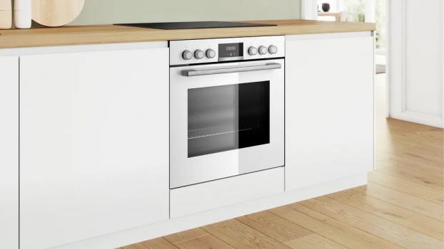 Bosch HND411LW63 EEK: A+ Einbau-Herd-Set mit Elektro-Kochfeld (HEA513BW3 + NKN645GA2E), 60 cm breit, 71 L, 3D-Heißluft, Versenkknebel, Kindersicherung, Rahmen aufliegend, schwarz