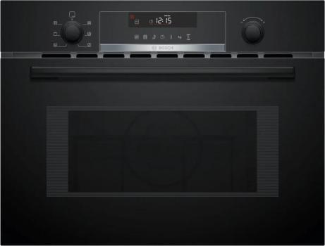 ARDEBO.de Bosch CMA585GB1 Einbau Mikrowelle, 900W, Nischenhöhe 458 mm, 44 L, AutoPilot 15, Reinigungsoption, LCD-Display, Versenkknebel, Heißluft, Kindersicherung, schwarz