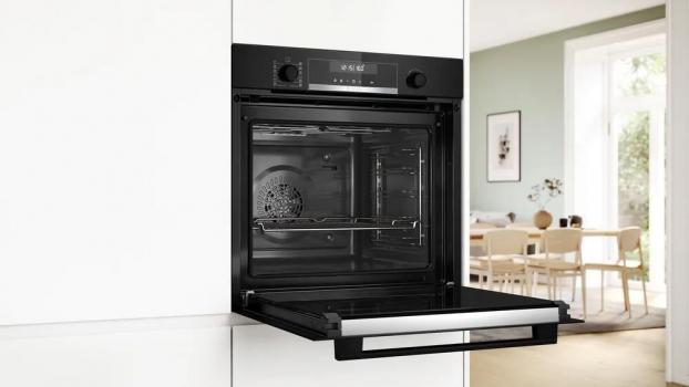 Bosch HBG578BB3 Serie 6 EEK: A+ Einbaubackofen, 71 L, 60 cm breit, Pyrolyse, 3D-Heißluft, Air Fry, Versenkknebel, schwarz