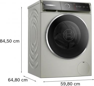 Bosch WGB2560X1 Serie 8 10kg Frontlader Waschmaschine, 60 cm breit, 1600 U/Moin, AquaStop, Fleckenautomatik, 4D Wash System, Nachlegefunktion, Silber-inox
