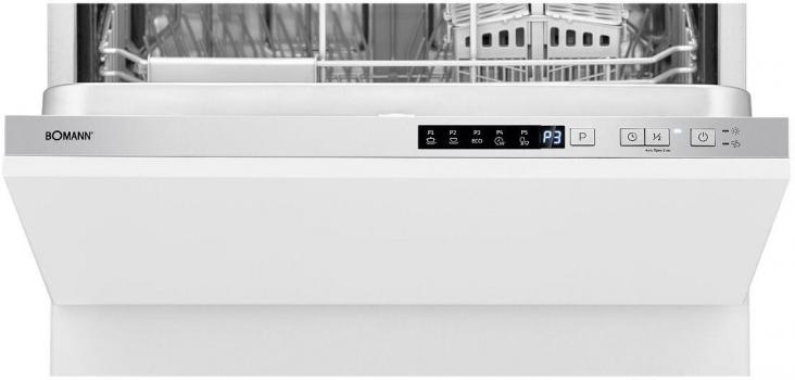 Bomann GSPE 7421 VI Einbau-Geschirrspüler, Vollintegrierte Ausführung 60 cm breite, 14 MGD, LED- Display, Bedienblende, silber