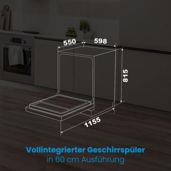 Bomann GSPE 7421 VI Einbau-Geschirrspüler, Vollintegrierte Ausführung 60 cm breite, 14 MGD, LED- Display, Bedienblende, silber (774210)