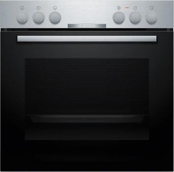 Bosch HND210CS63 EEK: A Einbau-Herd-Set mit Elektro-Kochfeld (HEA510BS3 + NKE611GA2E), 60 breite, 71 L, 3D-Heißluft, Versenkknebel, Kindersicherung, Rahmenlos aufliegend, schwarz