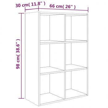 Bücherregal/Sideboard Grau Sonoma 66x30x98 cm Holzwerkstoff