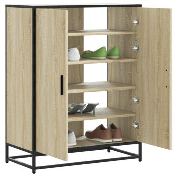 ARDEBO.de - Schuhschrank Sonoma Eiche 75x38x97,5 cm Holzwerkstoff Metall