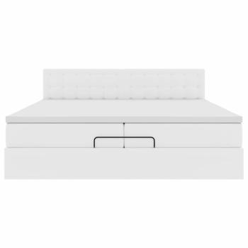 Ottoman-Bett mit Matratzen Weiß 200x200 cm Kunstleder