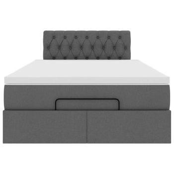 Ottoman-Bett mit Matratze Dunkelgrau 120x200 cm Stoff