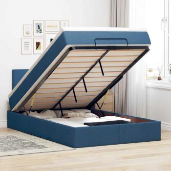 ARDEBO.de - Ottoman-Bett mit Matratze Blau 120x190 cm Stoff