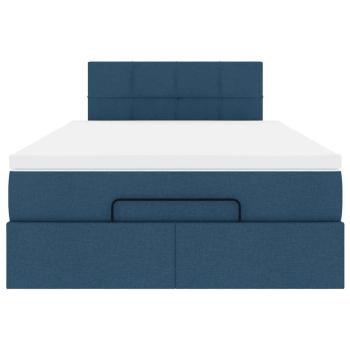 Ottoman-Bett mit Matratze Blau 120x190 cm Stoff