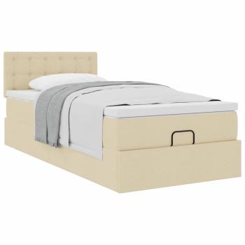 ARDEBO.de - Ottoman-Bett mit Matratze Creme 90x200 cm Stoff