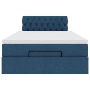Ottoman-Bett mit Matratze Blau 120x200 cm Stoff