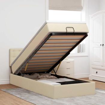 ARDEBO.de - Ottoman-Bett mit Matratze Creme 90x190 cm Stoff