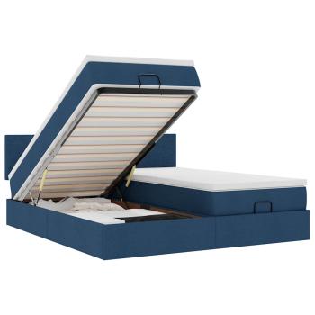 Ottoman-Bett mit Matratzen & LEDs Blau 180x200 cm Stoff