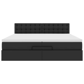 Ottoman-Bett mit Matratze Schwarz 200x200 cm Kunstleder