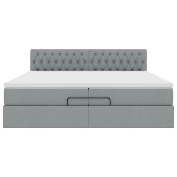 Ottoman-Bett mit Matratzen Hellgrau 200x200 cm Stoff