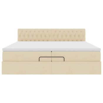 Ottoman-Bett mit Matratzen Creme 200x200 cm Stoff