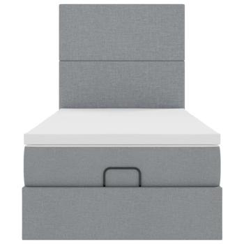 Ottoman-Bett mit Matratze Hellgrau 100x200 cm Stoff