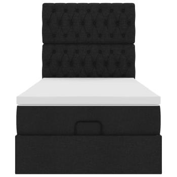 Ottoman-Bett mit Matratze Schwarz 90x200 cm Stoff