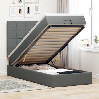 ARDEBO.de - Ottoman-Bett mit Matratze Dunkelgrau 80x200 cm Stoff