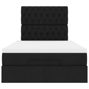 ARDEBO.de - Ottoman-Bett mit Matratze Schwarz 120x200 cm Stoff