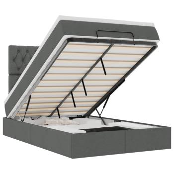 Ottoman-Bett mit Matratze Dunkelgrau 120x190 cm Stoff