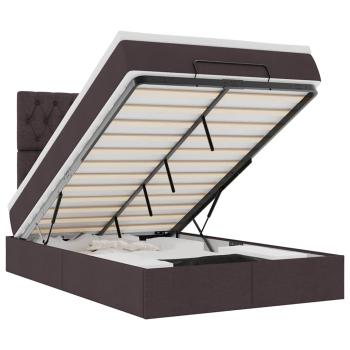 Ottoman-Bett mit Matratze & LEDs Dunkelbraun 120x190 cm Stoff