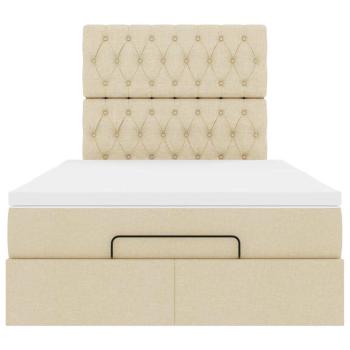 Ottoman-Bett mit Matratze Creme 120x190 cm Stoff