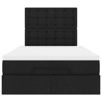 Ottoman-Bett mit Matratze Schwarz 120x200 cm Stoff