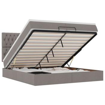 Ottoman-Bett mit Matratzen Taupe 200x200 cm Stoff