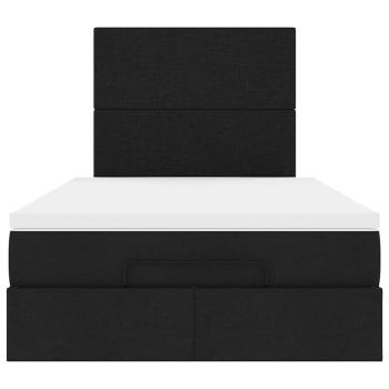 Ottoman-Bett mit Matratze Schwarz 120x190 cm Stoff