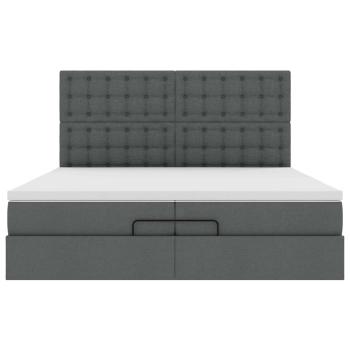 Ottoman-Bett mit Matratzen Dunkelgrau 200x200 cm Stoff