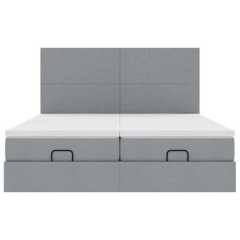 Ottoman-Bett mit Matratzen Hellgrau 160x200 cm Stoff