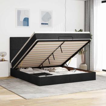 ARDEBO.de - Ottoman-Bett mit Matratze Schwarz 180x200 cm Stoff
