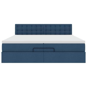 Ottoman-Bett mit Matratze Blau 200x200 cm Stoff